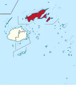 Map of Fiji showing Northern division.