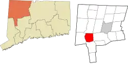 Warren's location within the Northwest Hills Planning Region and the state of Connecticut