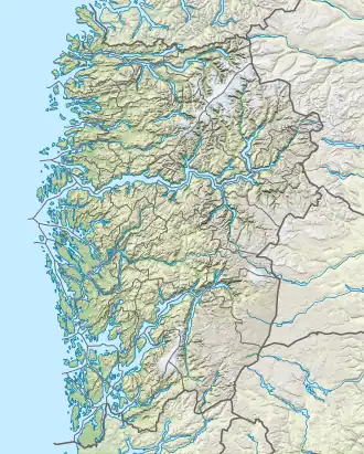 Map showing the location of Jostedal Glacier