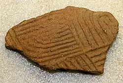 Potsherd with a stamped design, Notla Mound, North Carolina, NMAI
