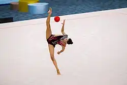 Alexandra Kiroi-Bogatyreva with a ball