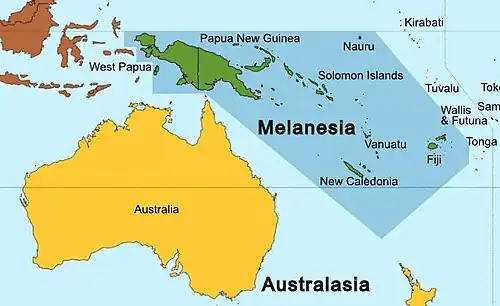 Image 41Map of Melanesia, showing its location within Oceania (from Melanesia)