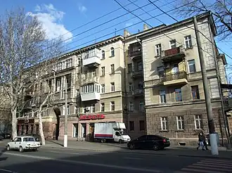 Stalinist building in Odesa, Bohdan Khmelnytsky Street