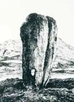 An 18th-century engraving of the Odin Stone