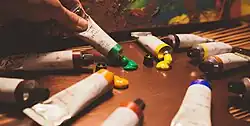 Photo of various tubes of oil paint