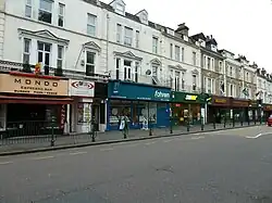 Row of shops on a city street