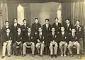 A group photograph of the Indian hockey team that visited East Africa (nowadays Kenya) during 1947-1948. Olympian Richard John Carr (Dikie Carr) is sitting sixth from left.