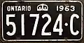 This 1963 Ontario commercial licence plate was the first quarterly plate. It expired in March 1964 and until dated March quarterly plates appeared in March 1967 this plate when issued in December 1963 was used as a quarterly commercial plate.