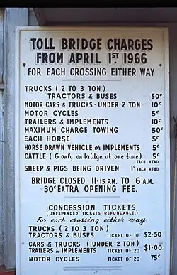 Toll prices c. 1966