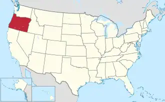 Location of Oregon within the United States