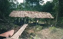 Typical open sided hut on stilts.(Tourist accommodation.)