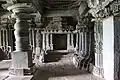Ornate aedicula inside mantapa in the Kedareshwara temple at Halebidu
