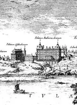Palace of Jerzy Ossoliński in Warsaw (on the left)
