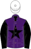 Purple, black star and sleeves, white cap