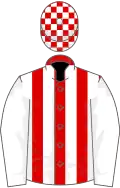 RED and WHITE STRIPES, white sleeves, check cap