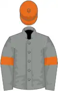 Grey, orange armlets and cap