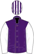 PURPLE, white sleeves, striped cap