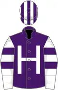 Mauve, white 'H', white sleeves, mauve armlets, striped cap