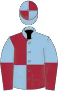 Light Blue and Maroon (quartered), halved sleeves