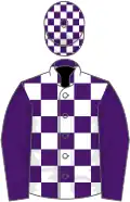 Purple and white check, purple sleeves