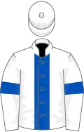 White, Royal Blue stripe and armlets