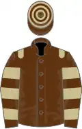 Brown, beige epaulets, hooped sleeves and cap