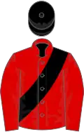 Red, Black sash and cap