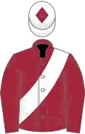 Maroon, White sash, White cap, Maroon diamond