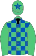 Emerald Green and Royal Blue check, Emerald Green sleeves, Emerald Green cap, Royal Blue star