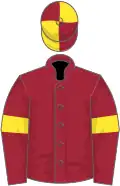 Maroon, yellow armlets, quartered cap