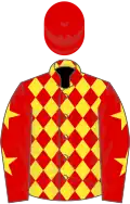 Red and yellow diamonds, red sleeves, yellow stars, red cap