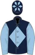 Dark blue, light blue diamond and sleeves, diamonds on cap