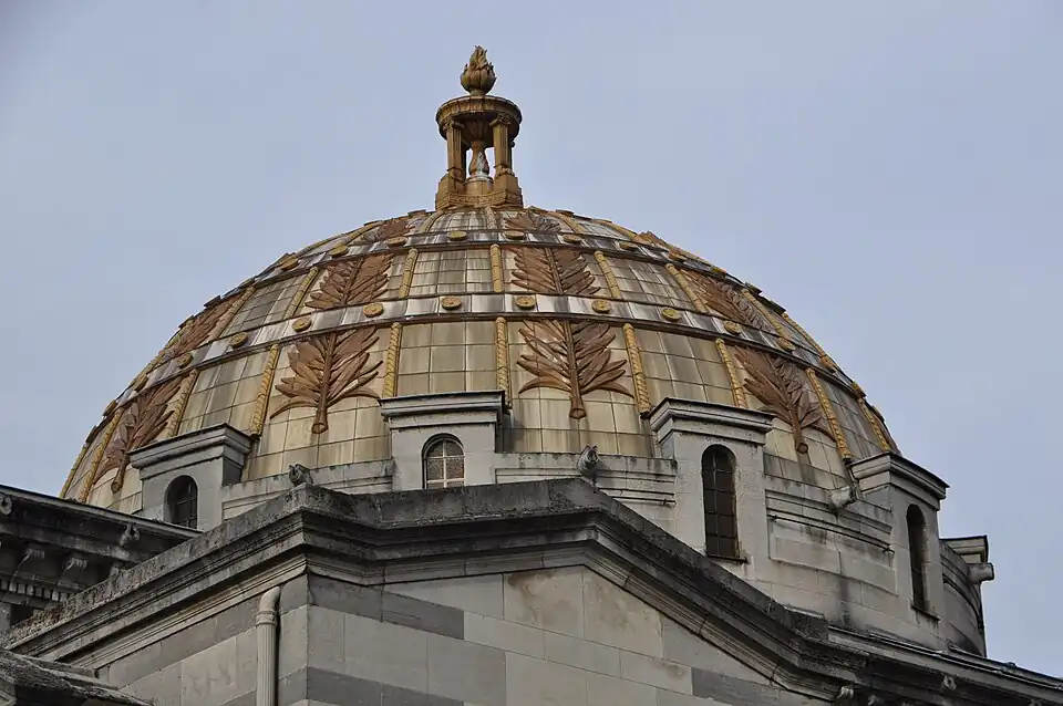 Neoclassical rosettes on the dome of the Crematorium of the Père-Lachaise Cemetery, Paris, by Jean Camille Formigé, 1886