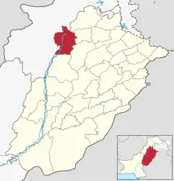 Map of Punjab with Mianwali District روکھڑی highlighted Location of Rokhri of district Mianwali within Punjab.