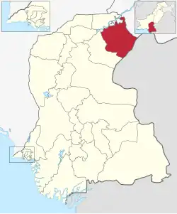 Location of Ghotki in Sindh province