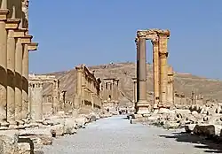 The central colonnade with the Great Tetrapylon looking west.