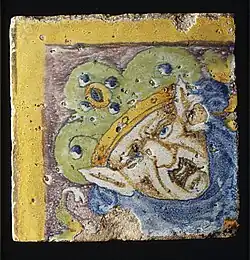 Tile with head, c. 1549–51