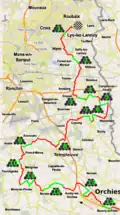 Route from Orchies to finish in Roubaix, similar to previous editions