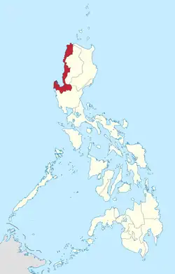 Map of the Philippines highlighting the Ilocos Region