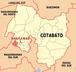 Map of Cotabato with Nabalawag highlighted
