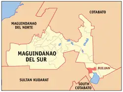 Map of Maguindanao del Sur with Buluan highlighted