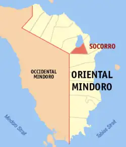 Map of Oriental Mindoro with Socorro highlighted