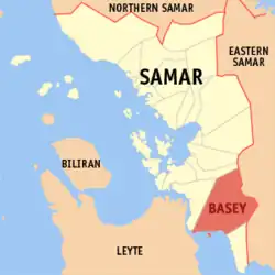 Map of Samar with Basey highlighted