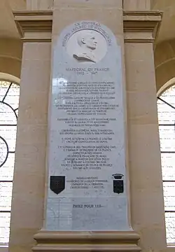 Memorial plaque in Les Invalides, in Paris