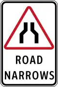 Road narrows (plate type)
