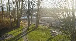 View from Vander Linden Memorial Overpass overlooking the park and beach at Picnic Point