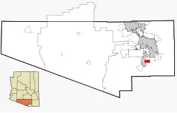 Location in Pima County and the state of Arizona