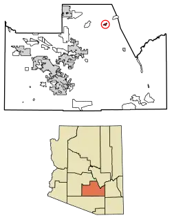 Location of Superior in Pinal County, Arizona.