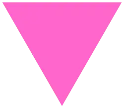 The downward-pointing pink triangle was used to identify homosexual men and transgender women in the concentration camps.
