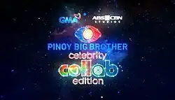 The show title is displayed on the center of the image, over a black background with blue specks. The logos of GMA Network and ABS-CBN Studios are displayed on the upper side of the image.